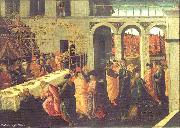 JACOPO del SELLAIO The Banquet of Ahasuerus wg Spain oil painting artist